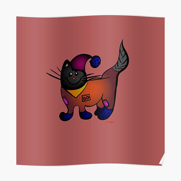 "Cartoon Cat" Poster for Sale by Nokliakety Redbubble