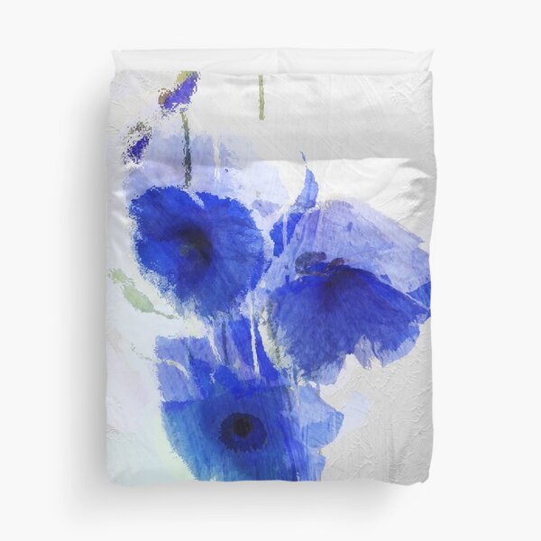 Cobalt Poppies Duvet Cover