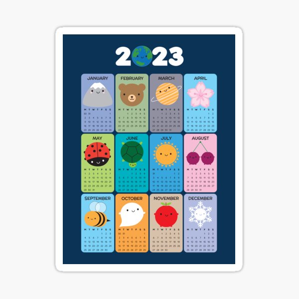 Happy Nature Kawaii 2023 Calendar Sticker