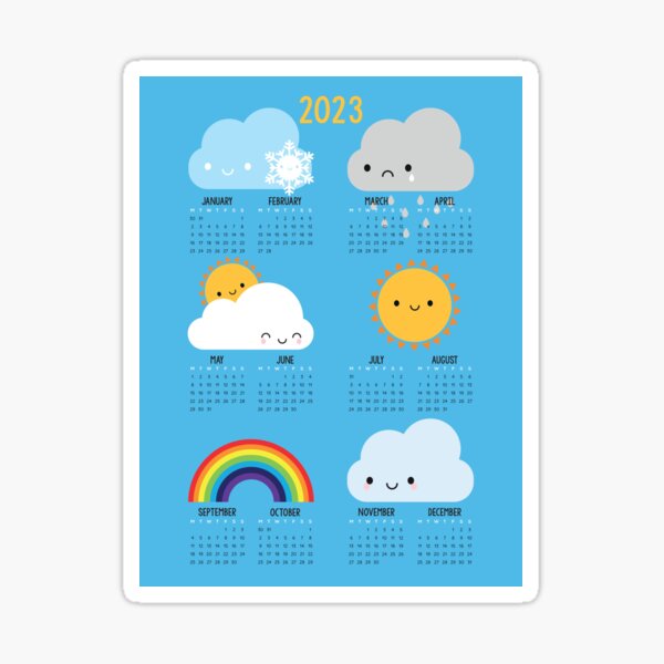 Kawaii Skies Happy Weather 2023 Calendar Sticker