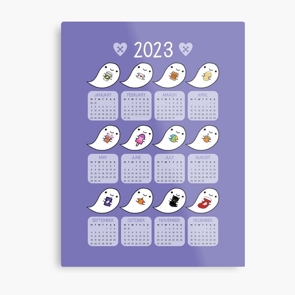 Kawaii Ghost Favourites 2023 Calendar Metal Print