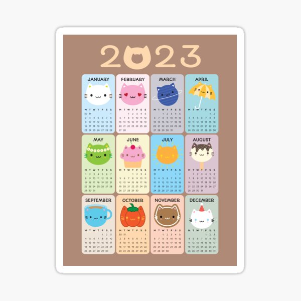 Cute Cats 2023 Calendar Sticker