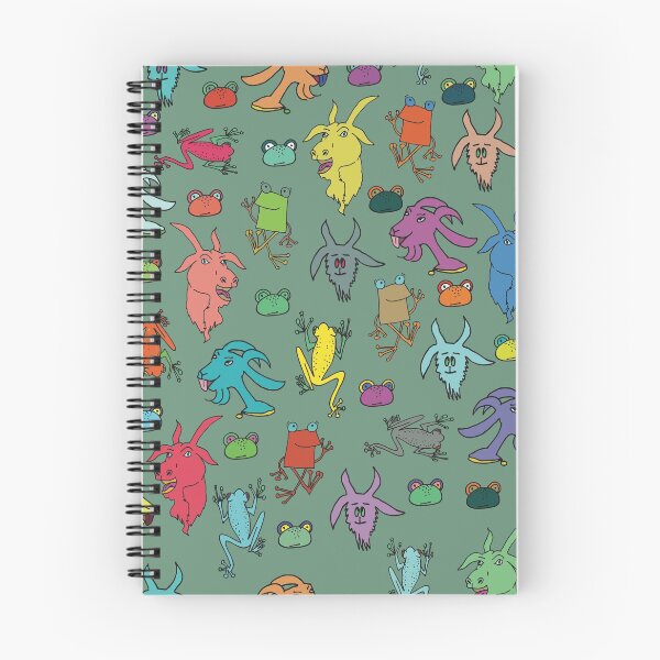 Item preview, pattern with goats and frogs designed and sold by ulyanaandreeva.