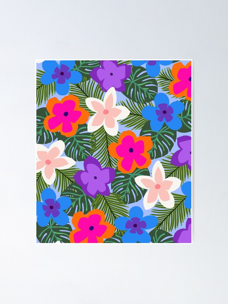 "Coconut Girl Hawaiian Tropical Flowers and Leaves" Poster for Sale by