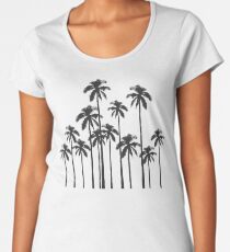 Black and White Exotic Tropical Palm Trees Women's Premium T-Shirt