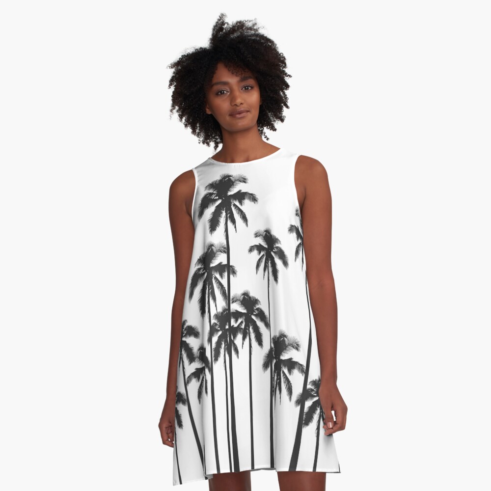 Black And White Exotic Tropical Palm Trees A Line Dress For Sale By Blkstrawberry Redbubble