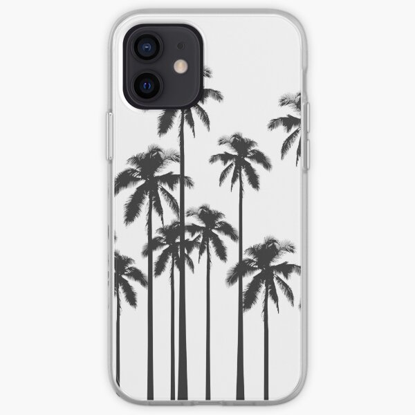 Black and White Exotic Tropical Palm Trees iPhone Soft Case