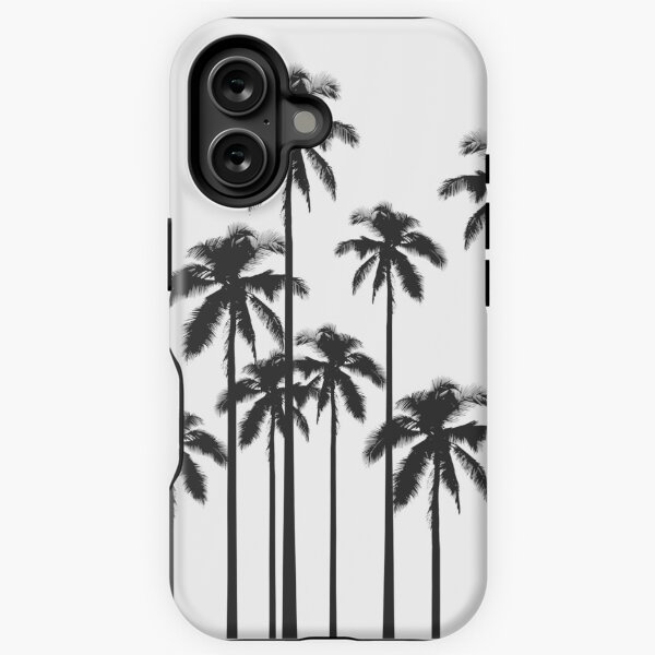 Vista previa del artículo con la obra «Palmeras tropicales exóticas en blanco y negro», diseñado y vendido por Blkstrawberry.