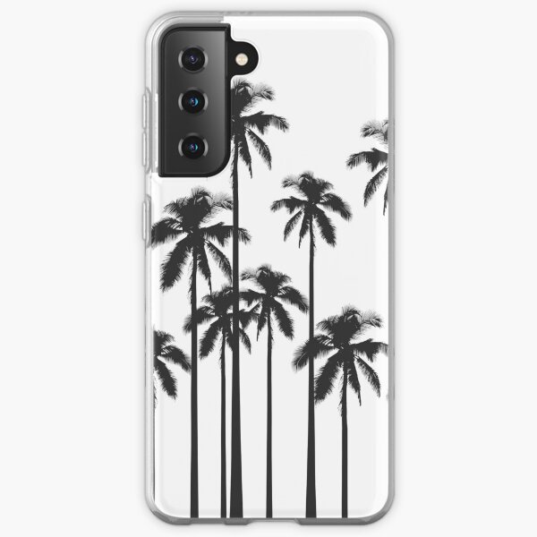 Black and White Exotic Tropical Palm Trees Samsung Galaxy Soft Case