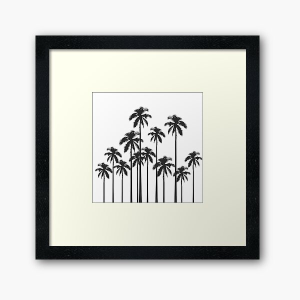 Black and White Exotic Tropical Palm Trees Framed Art Print
