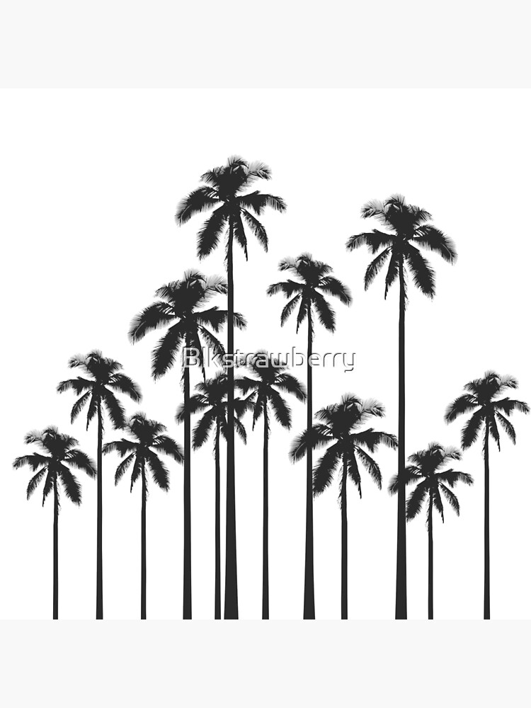 Artwork view, Black and White Exotic Tropical Palm Trees designed and sold by Blkstrawberry