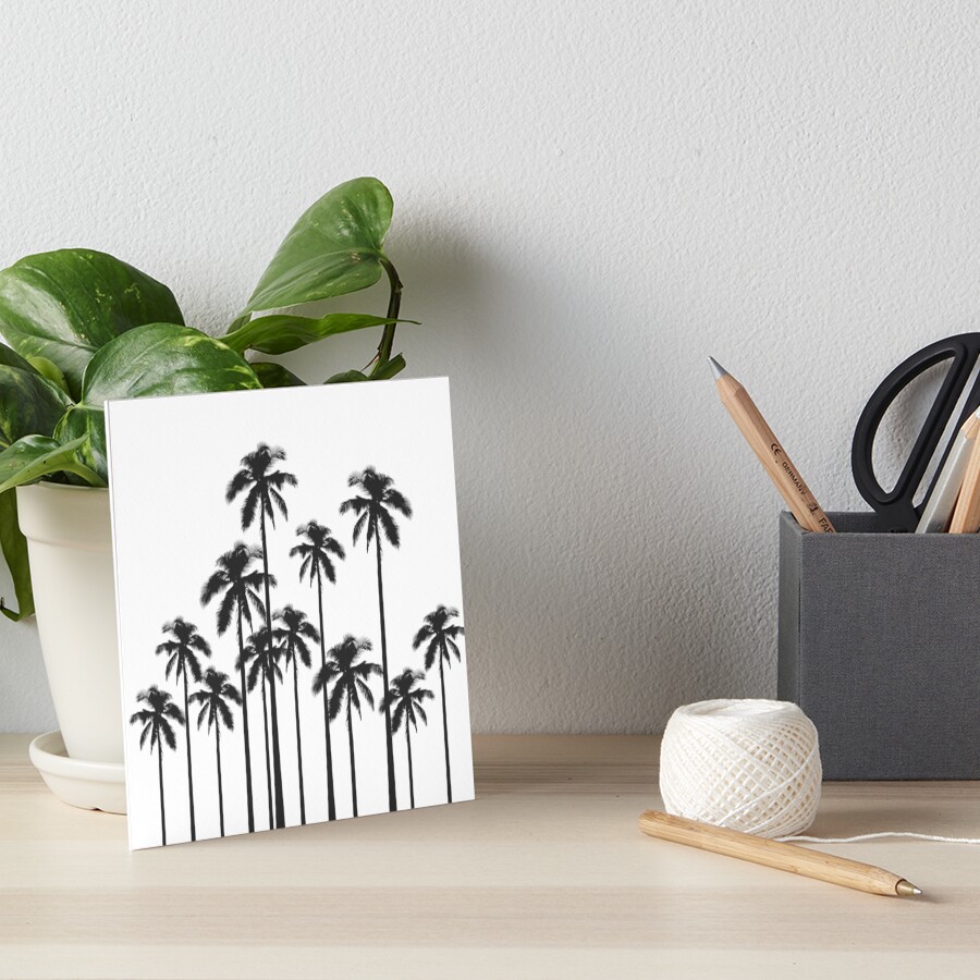 Black and White Exotic Tropical Palm Trees Art Board Print