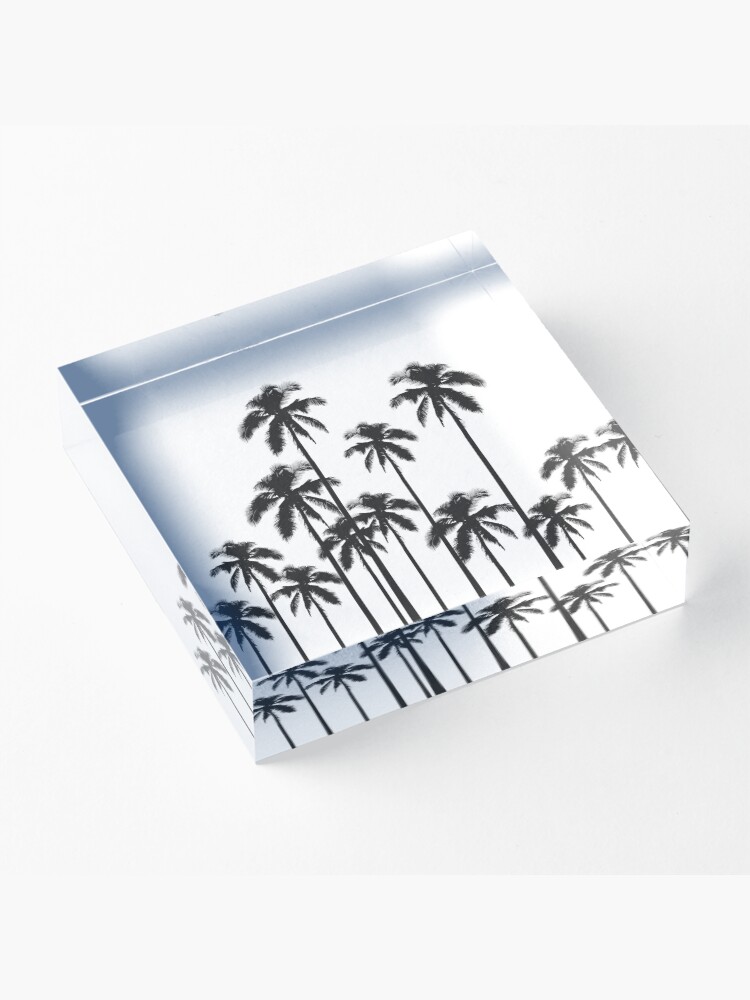 Alternate view of Black and White Exotic Tropical Palm Trees Acrylic Block