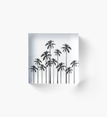 Black and White Exotic Tropical Palm Trees Acrylic Block