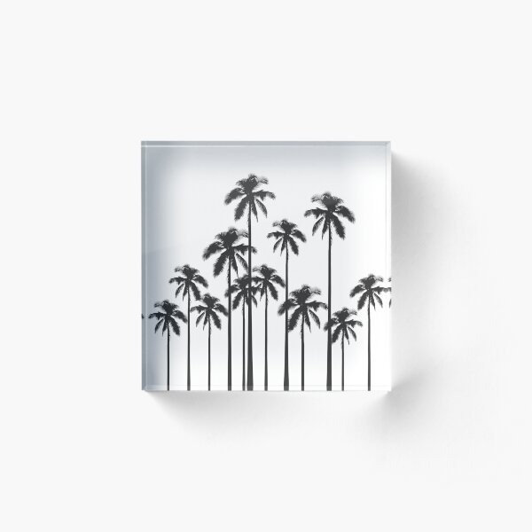 Black and White Exotic Tropical Palm Trees Acrylic Block