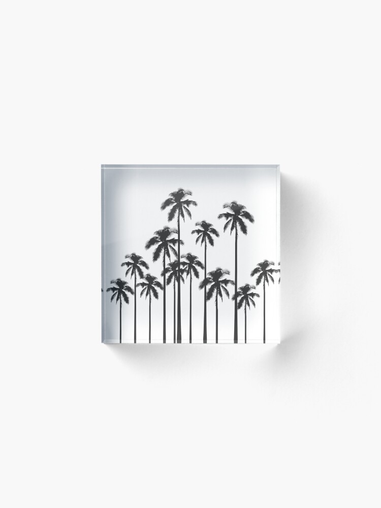 Alternate view of Black and White Exotic Tropical Palm Trees Acrylic Block