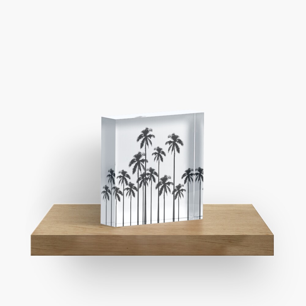 Black and White Exotic Tropical Palm Trees Acrylic Block