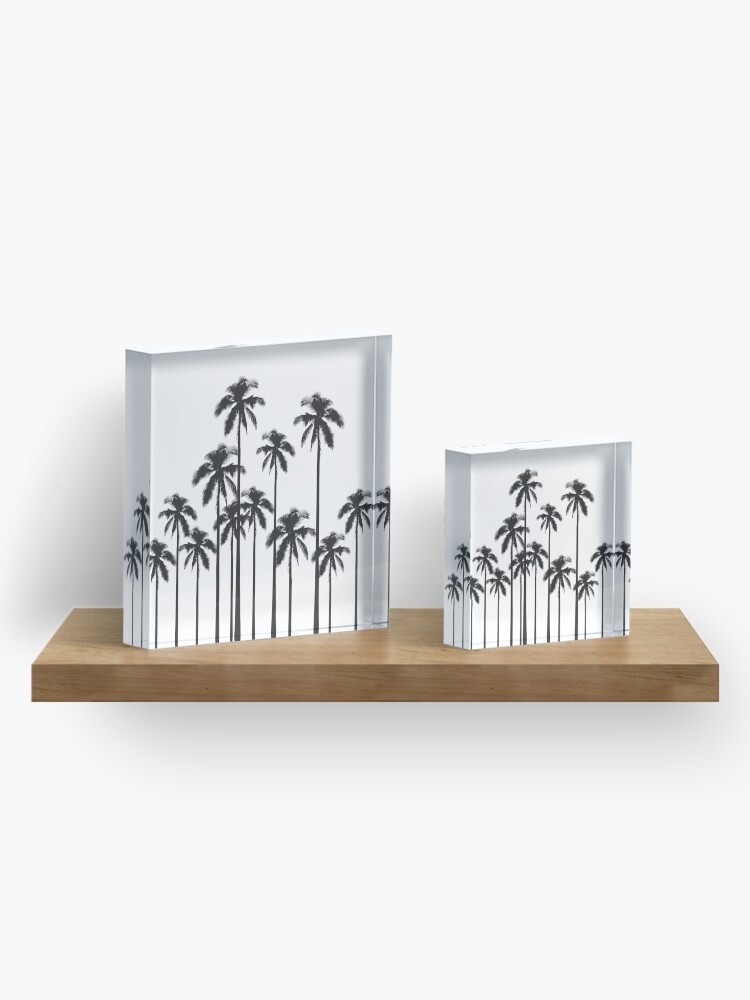Alternate view of Black and White Exotic Tropical Palm Trees Acrylic Block