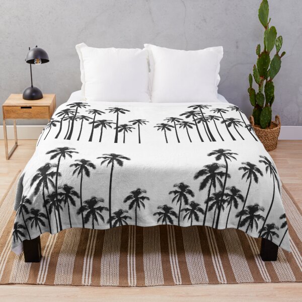 Black and White Exotic Tropical Palm Trees Throw Blanket