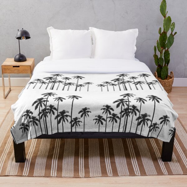 Black and White Exotic Tropical Palm Trees Throw Blanket