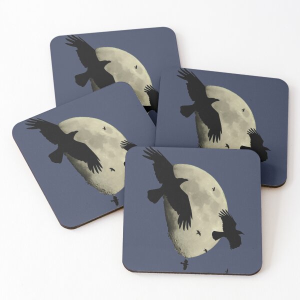 Item preview, Crows In Flight Silhouetted Against A Large Moon Vector Art designed and sold by taiche.