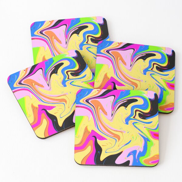Item preview, Modern Liquid Swirl Abstract Pattern Square Vibrant Yellow Multicolor Design designed and sold by theprintedclub.