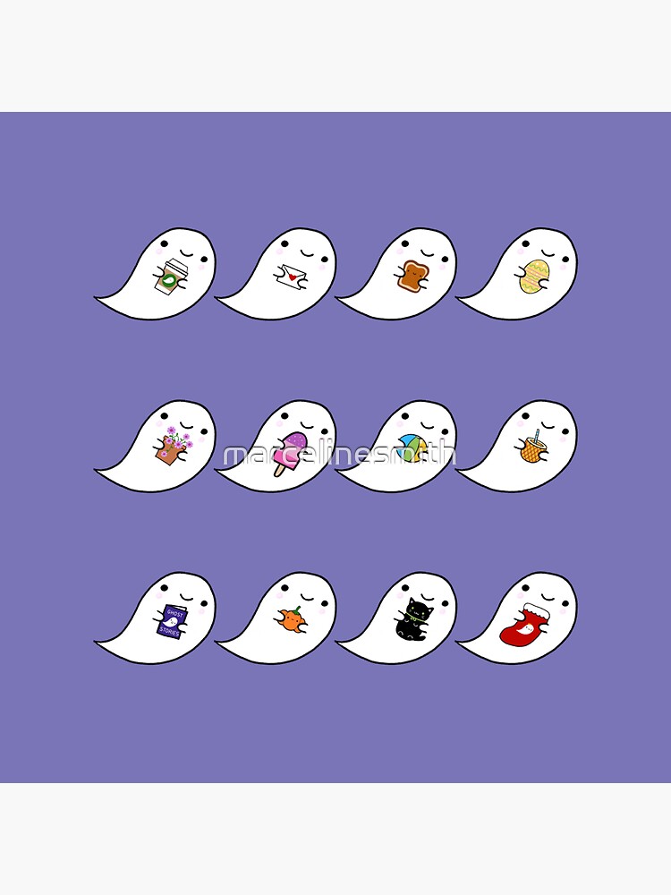Thumbnail 3 of 3, Sticker, Kawaii Ghost Favourites designed and sold by marcelinesmith.