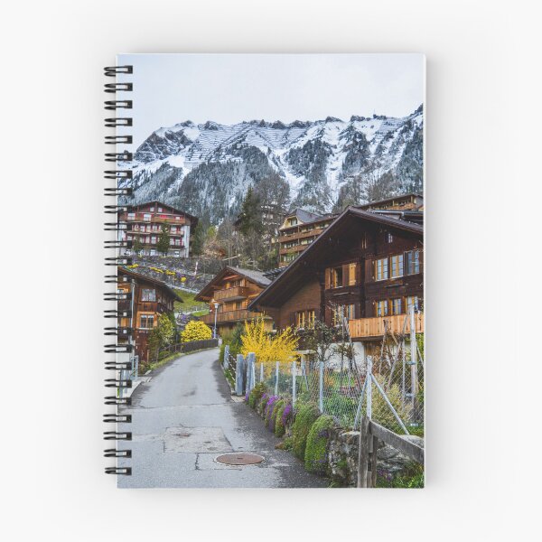Item preview, Cozy houses and colorful plants near slope of snowy mountain designed and sold by TheVIP.