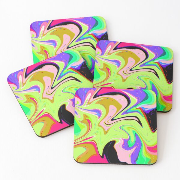 Item preview, Modern Liquid Swirl Abstract Pattern Square Vibrant Green Multicolor Design designed and sold by theprintedclub.