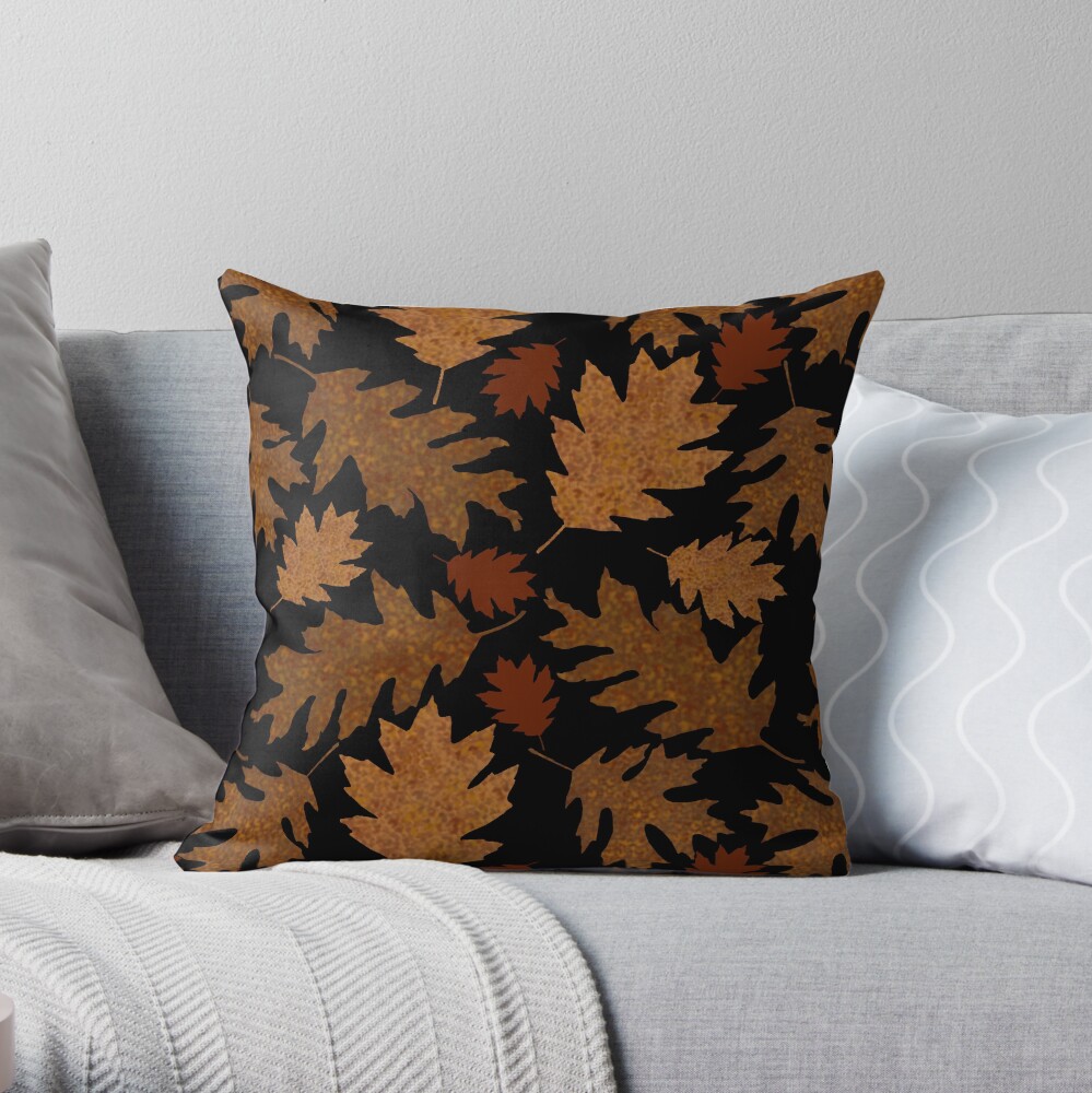 Rustic Golden Oak Leaves Throw Pillow