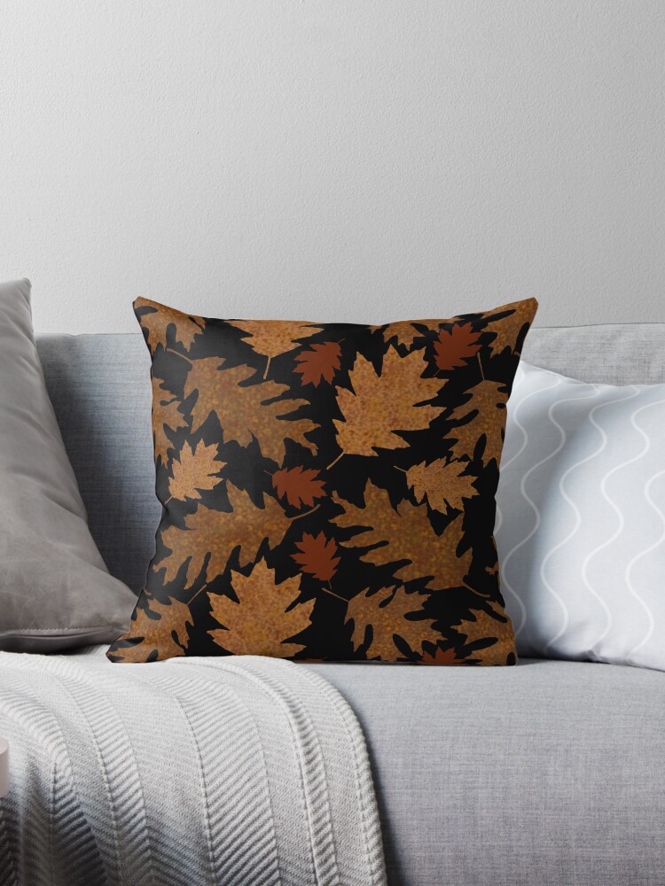 Thumbnail 1 of 3, Throw Pillow, Rustic Golden Oak Leaves designed and sold by theartofvikki.