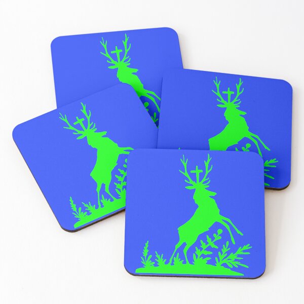 Item preview, Fairytale Germany Hubertus deer forest hunting silhouette green designed and sold by G-M-Designs.