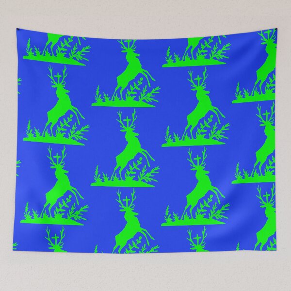 Item preview, Fairytale Germany Hubertus deer forest hunting silhouette green designed and sold by G-M-Designs.