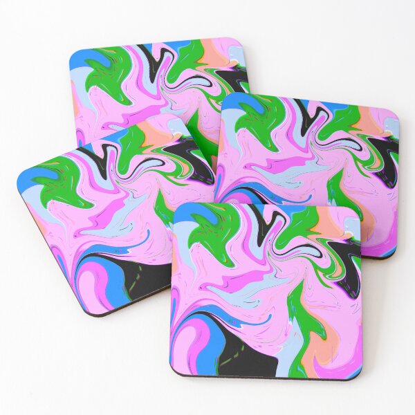 Item preview, Modern Liquid Swirl Abstract Pattern Square Vibrant Neon Pink, Lilac Multicolor Design designed and sold by theprintedclub.
