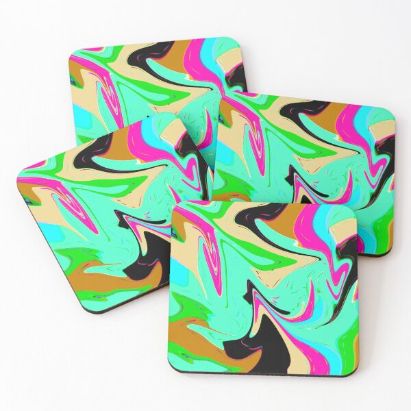Item preview, Modern Liquid Swirl Abstract Pattern Square Vibrant Mint Green Multicolor Design designed and sold by theprintedclub.