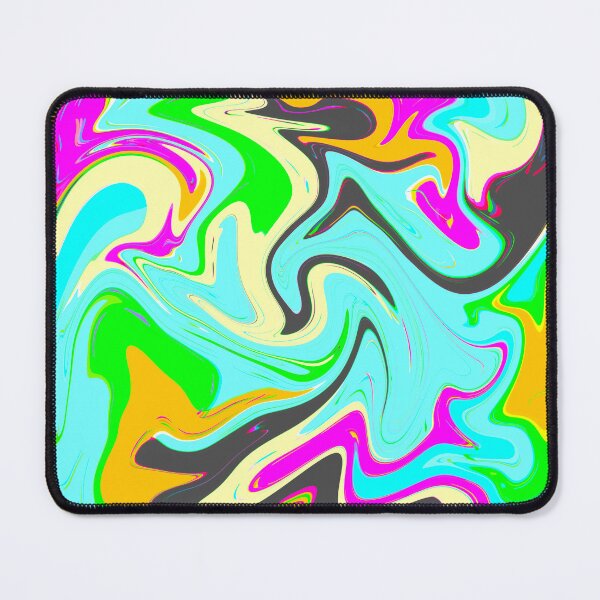 Item preview, Modern Liquid Swirl Abstract Pattern Square Vibrant Neon Blue and Muted Multicolor Design designed and sold by theprintedclub.
