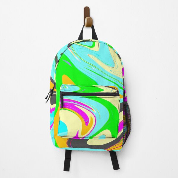Item preview, Modern Liquid Swirl Abstract Pattern Square Vibrant Neon Blue and Muted Multicolor Design designed and sold by theprintedclub.