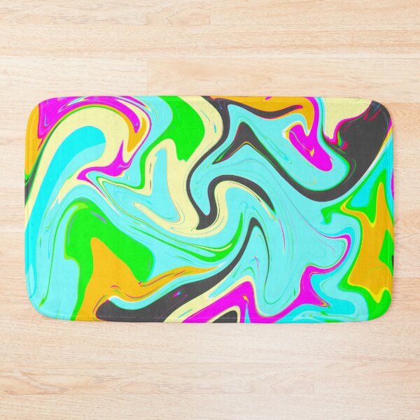 Item preview, Modern Liquid Swirl Abstract Pattern Square Vibrant Neon Blue and Muted Multicolor Design designed and sold by theprintedclub.