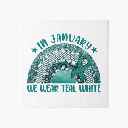 Cervical Cancer Ribbon (Teal-White) Pack of 10 - Celebrate Prints