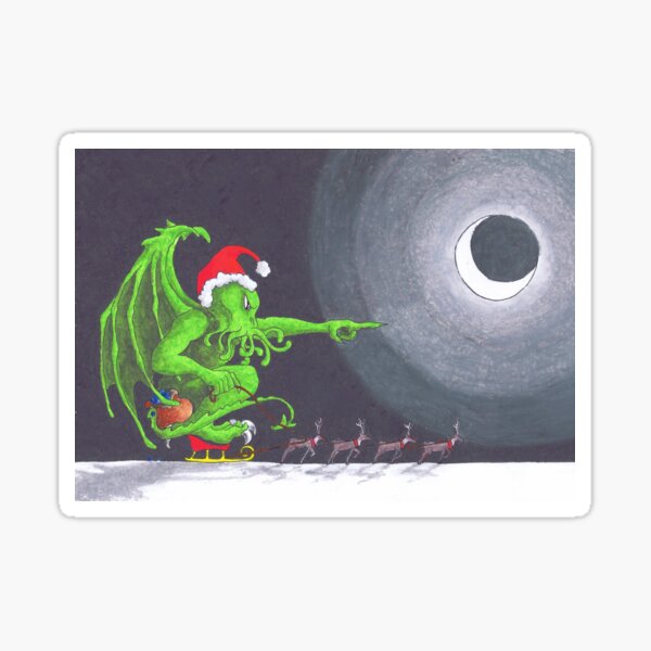 Great Cthulhu Hates Christmas - 'Speeding' thru the Night Sticker