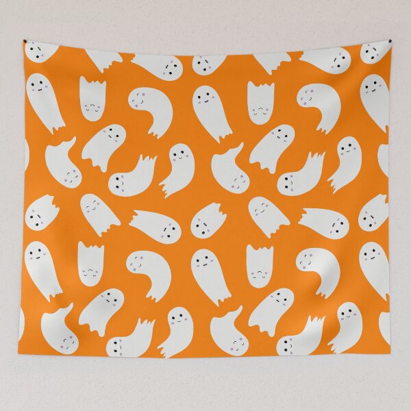 Item preview, Cute Halloween ghost pattern. Smiling flying spirits designed and sold by Eridanka.