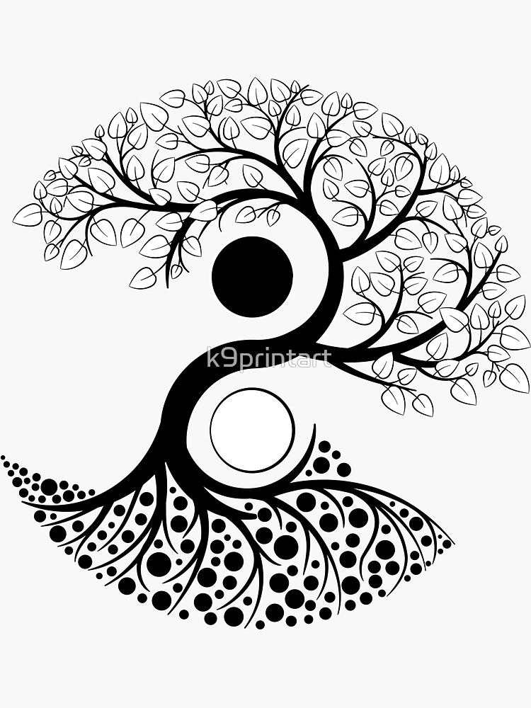 Yin Yang Tree of life Sticker for Sale by k9printart