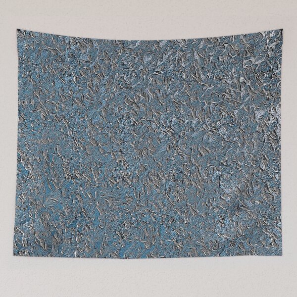 Item preview, Steel Blue Botanical Jacquard Plate designed and sold by fatenanwar.