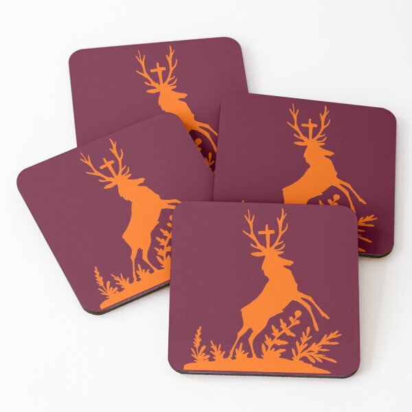 Item preview, Fairytale Germany Hubertus deer forest hunting silhouette orange designed and sold by G-M-Designs.