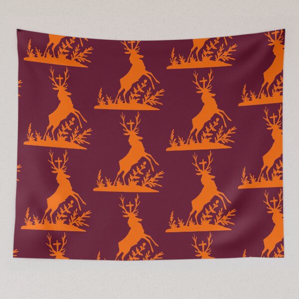Item preview, Fairytale Germany Hubertus deer forest hunting silhouette orange designed and sold by G-M-Designs.