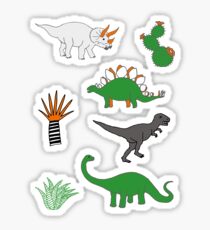Dinosaur Desert - green and orange on grey - fun pattern by Cecca Designs Sticker