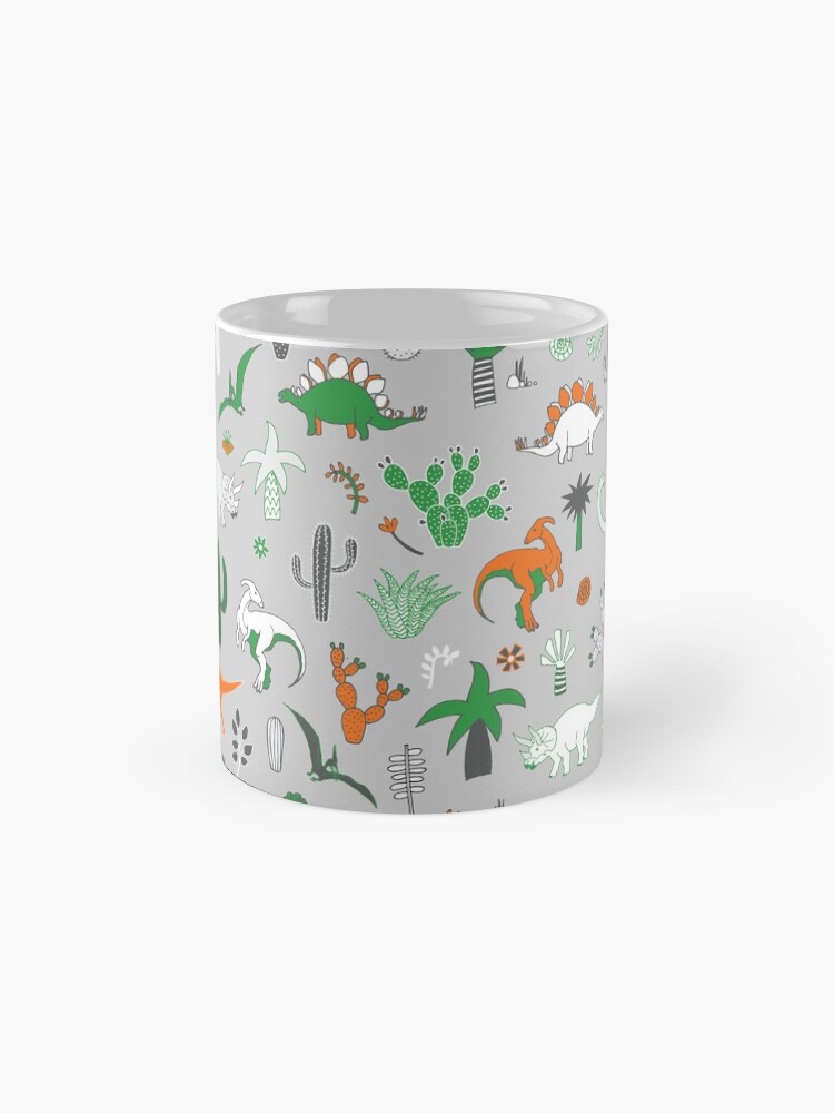 Alternate view of Dinosaur Desert - green and orange on grey - fun pattern by Cecca Designs Mug