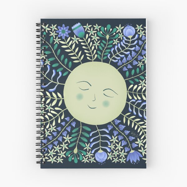 Item preview, Moon with Folk Floral Beams designed and sold by Vicki Dunlop.