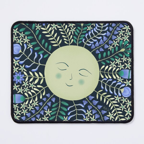 Item preview, Moon with Folk Floral Beams designed and sold by Vicki Dunlop.