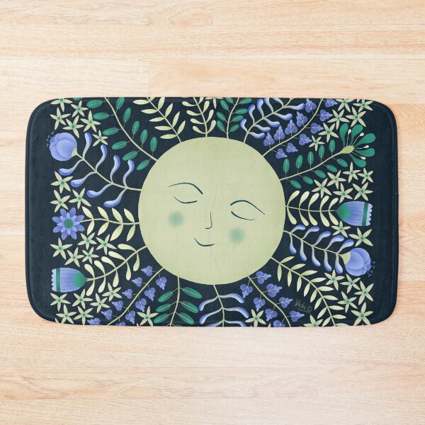Item preview, Moon with Folk Floral Beams designed and sold by Vicki Dunlop.